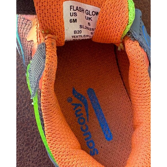 SAUCONY FLASH GLOW LITTLE KIDS' TODDLER SIZE 6 HOOK & LOOP ANTI-ODOR ORANGE - Picture 9 of 10